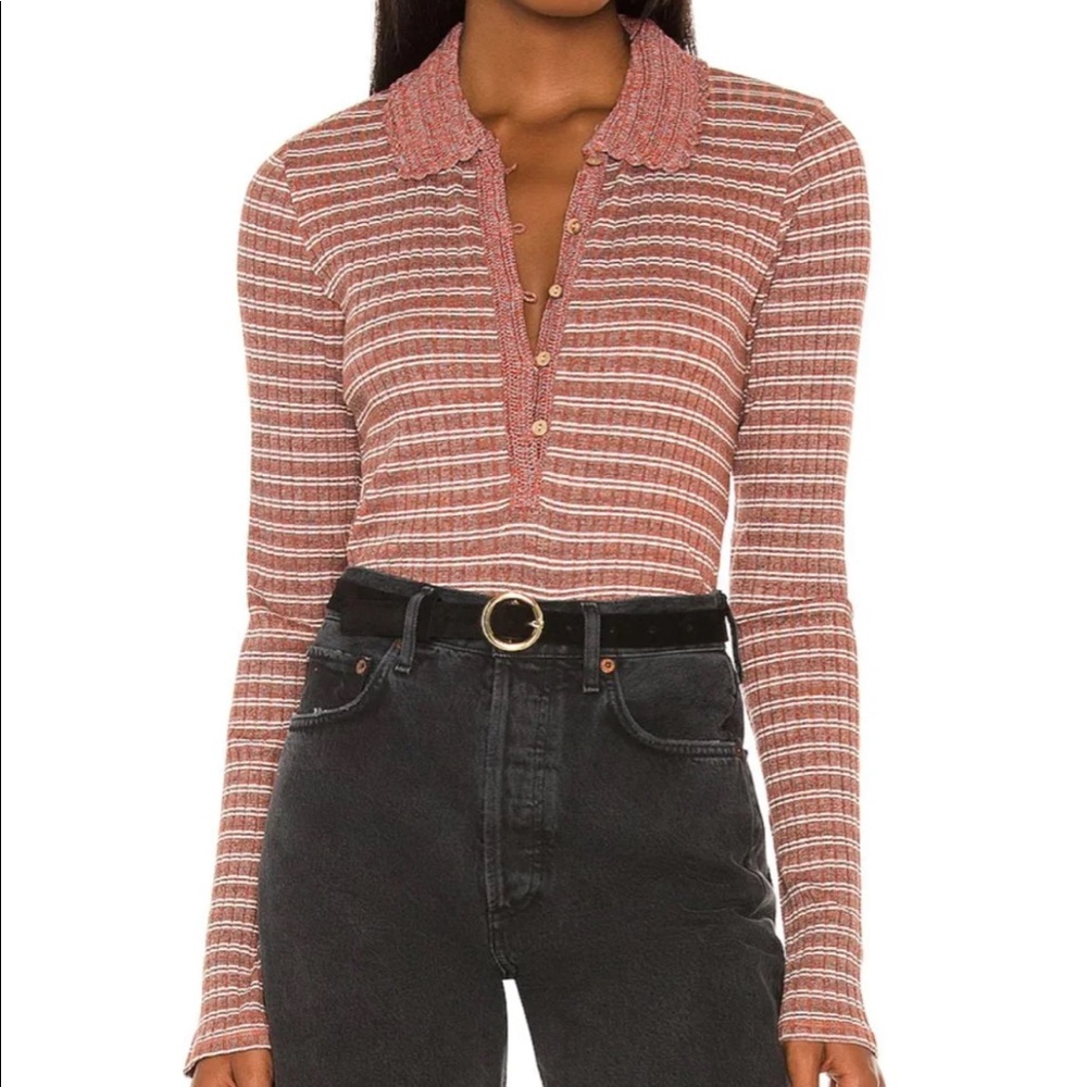 Free People Delilah Ribbed Top Rust in XS NWT